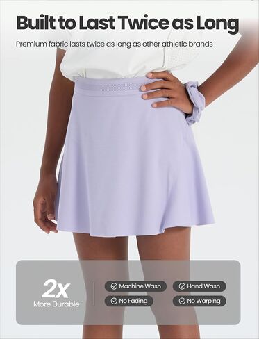 PATPAT Girls Tennis Skirt, 2 in 1 Skort with Bamboo Viscose Shorts & Pocket, Athletic Flowy Kids Uniform for Golf Dance Cheer in Saudi Arabia
