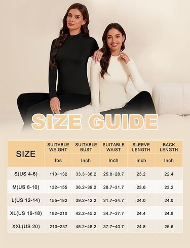 Tournesol Women's 2 Pack Long Sleeve Thermal Tops Mock Neck Underwear Top Cold Weather Warm Fleece Lined Undershirt in Kuwait