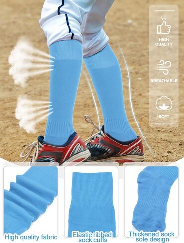 3 Pairs Baseball Socks and Softball Belts Set Adjustable Elastic Belt Athletic Sock Moisture-Wicking for Youth in Saudi Arabia