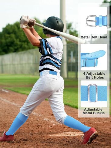 3 Pairs Baseball Socks and Softball Belts Set Adjustable Elastic Belt Athletic Sock Moisture-Wicking for Youth in Saudi Arabia