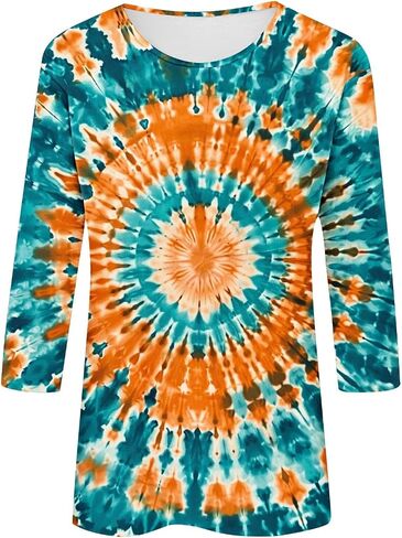3/4 طول الأكمام من أعلى نساء قمم TISE TSHIRTS HIPPIE 70S TOPS بالإضافة in Kuwait
