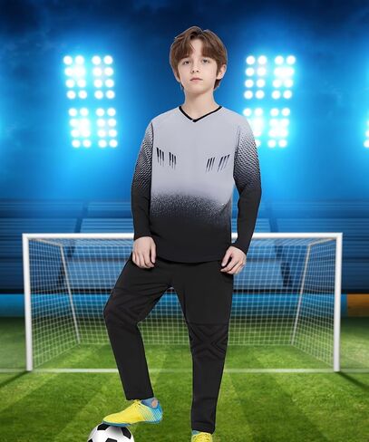 C2M Kids & Youth Padded Goalie Shirt Goalkeeper Jersey Long Sleeve Soccer Training Uniform for Boys Girls in Kuwait