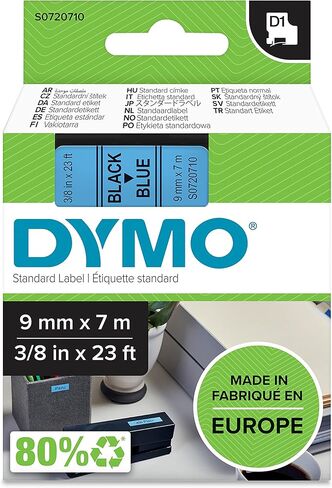 شريط ملصقات قابل للإزالة من البوليستر DYMO 45010 D1، 1/2 بوصة × 23 قدم، أسود على شفاف in Saudi Arabia