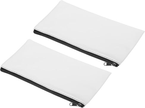 PATIKIL Waterproof Zipper Bag, 2 Pack Leatherette Small Compact Bills Bank Deposit Cash Storage Pouch for Office, Sky Blue in Kuwait