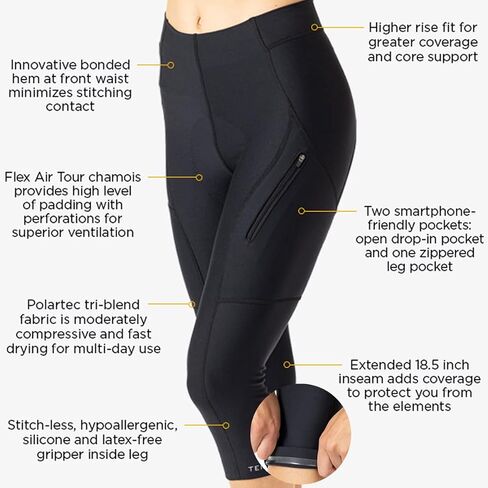 Terry Women's Grand Tour Bike Knicker, 18.5 Inch Inseam, Moderate Compression Padded Cycling Bottom, All Day Comfort in Saudi Arabia