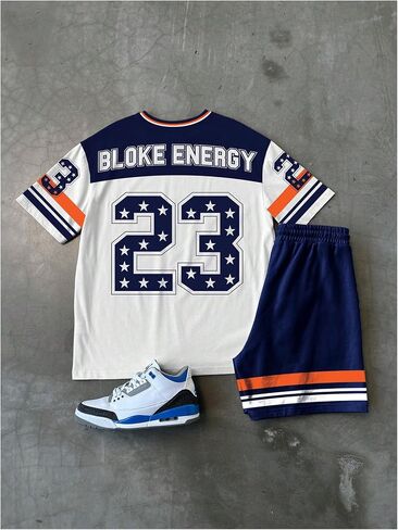 Men's 2 Piece Basketball Athletic Set V Neck Oversized Number Graphic Jersey Shirts and Shorts Gym Clothes in Saudi Arabia