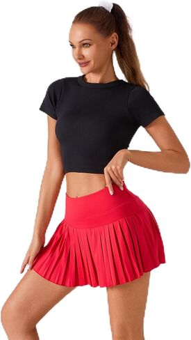 Girls Pleated Skirts with Pocket Shorts High Waisted Flowy Athletic Skirts Skirt in Saudi Arabia