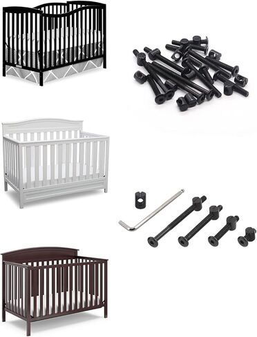 Crib Screws Hardware Replacement Kit - 16 Set Baby Bed Frame Bolts,Barrel Nuts&Wooden Dowel Pins Set - M6x16/40/60/80 mm Hex Drive Socket Cap Screws Nuts for Beds Headboards Chairs Furniture in Kuwait