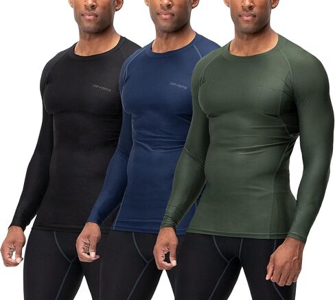 DEVOPS 3 Pack Men's UPF 50+ Long Sleeve Compression Shirts Quick Dry, Cool Gear for Garage Garden Gym Yard and Workouts in Saudi Arabia