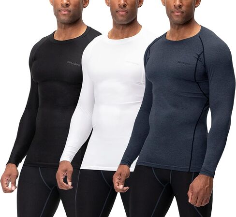 DEVOPS 3 Pack Men's UPF 50+ Long Sleeve Compression Shirts Quick Dry, Cool Gear for Garage Garden Gym Yard and Workouts in Saudi Arabia