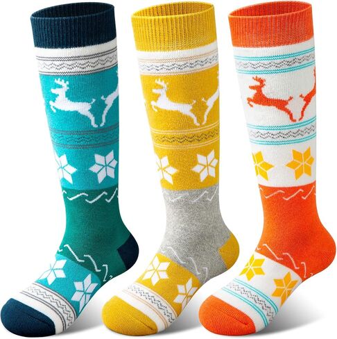 Cimkiz Merino Wool Kids Kids Ski Sci (اثنين من الأزواج/3 أزواج) للبنين الفتيات كثيفة دافئة للتزلج على الجليد في فصل الشتاء الرياضة in Kuwait