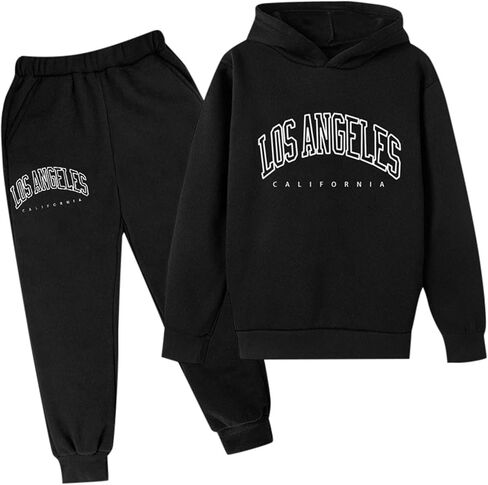 Boys' Active Tracksuit Set 2 Piece Los Angeles Athletic Letter Printed Hoodie Sweatshirt And Jogger Sweatpants Outfits in Saudi Arabia