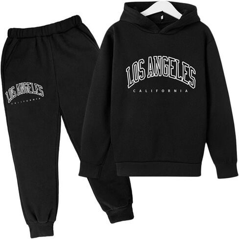 Boys' Active Tracksuit Set 2 Piece Los Angeles Athletic Letter Printed Hoodie Sweatshirt And Jogger Sweatpants Outfits in Saudi Arabia