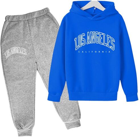 Boys' Active Tracksuit Set 2 Piece Los Angeles Athletic Letter Printed Hoodie Sweatshirt And Jogger Sweatpants Outfits in Saudi Arabia