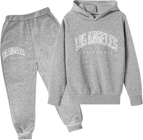 Boys' Active Tracksuit Set 2 Piece Los Angeles Athletic Letter Printed Hoodie Sweatshirt And Jogger Sweatpants Outfits in Saudi Arabia
