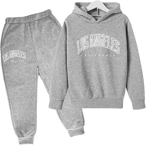 Boys' Active Tracksuit Set 2 Piece Los Angeles Athletic Letter Printed Hoodie Sweatshirt And Jogger Sweatpants Outfits in Saudi Arabia