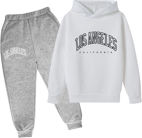 Boys' Active Tracksuit Set 2 Piece Los Angeles Athletic Letter Printed Hoodie Sweatshirt And Jogger Sweatpants Outfits in Saudi Arabia