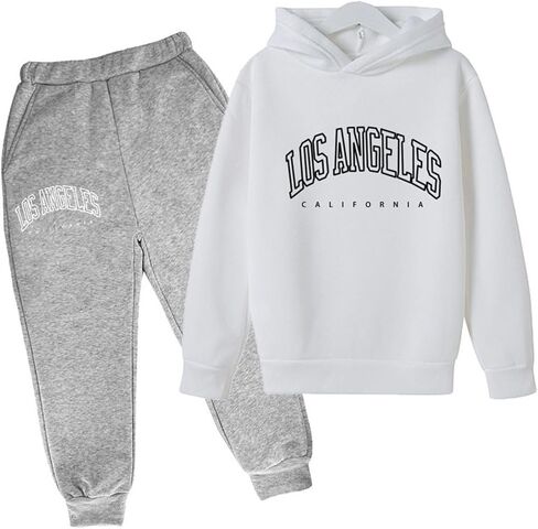 Boys' Active Tracksuit Set 2 Piece Los Angeles Athletic Letter Printed Hoodie Sweatshirt And Jogger Sweatpants Outfits in Saudi Arabia