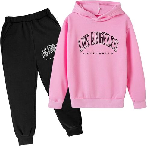 Boys' Active Tracksuit Set 2 Piece Los Angeles Athletic Letter Printed Hoodie Sweatshirt And Jogger Sweatpants Outfits in Saudi Arabia