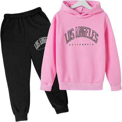 Boys' Active Tracksuit Set 2 Piece Los Angeles Athletic Letter Printed Hoodie Sweatshirt And Jogger Sweatpants Outfits in Saudi Arabia