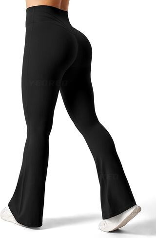 YEOREO Women Flare Leggings Short Inseam Lynnie Bootcut Yoga Workout Pants High Waist Bell Bottom Workout Legging Navy S in Saudi Arabia