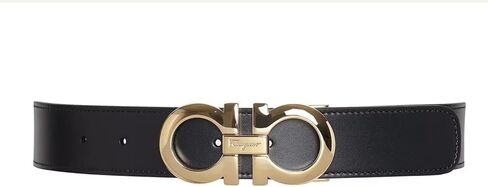 Salvatore Ferragamo Men's Black Brown Leather Reversible Silver Matte Gancini Buckle Belt in Saudi Arabia