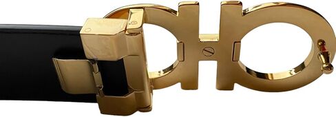 Salvatore Ferragamo Men's Black Brown Leather Reversible Silver Matte Gancini Buckle Belt in Saudi Arabia
