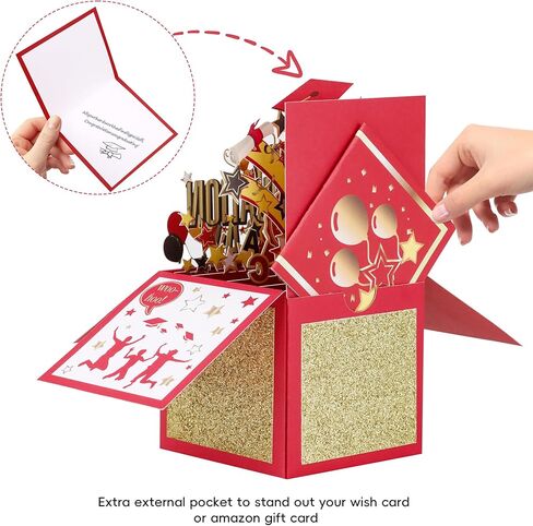 بطاقة التخرج المنبثقة من POPGIFTU، 2024 تخرج سعيد، بطاقة تهنئة تهنئة زرقاء ثلاثية الأبعاد مع مظروف للمدرسة الثانوية والكلية تهنئة بطاقة هدية شخصية له صديقها ابنها (أزرق) in Kuwait