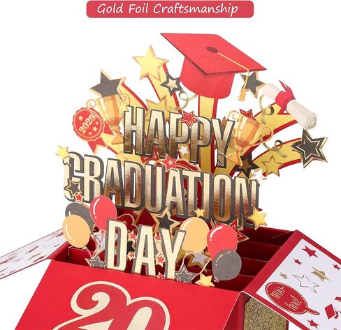 بطاقة التخرج المنبثقة من POPGIFTU، 2024 تخرج سعيد، بطاقة تهنئة تهنئة زرقاء ثلاثية الأبعاد مع مظروف للمدرسة الثانوية والكلية تهنئة بطاقة هدية شخصية له صديقها ابنها (أزرق) in Kuwait