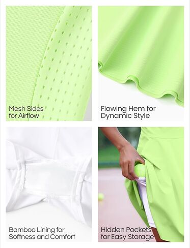 PATPAT Girls Tennis Dress Set, Athletic Dress with Headband & Bamboo Viscose Shorts with Pocket, Outfit for Golf Dance School in Kuwait