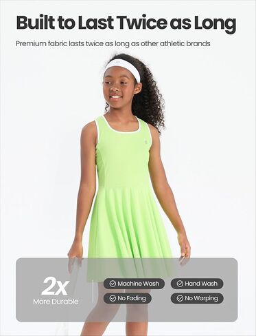 PATPAT Girls Tennis Dress Set, Athletic Dress with Headband & Bamboo Viscose Shorts with Pocket, Outfit for Golf Dance School in Kuwait