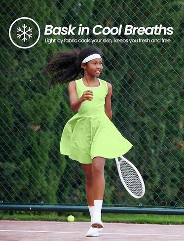 PATPAT Girls Tennis Dress Set, Athletic Dress with Headband & Bamboo Viscose Shorts with Pocket, Outfit for Golf Dance School in Kuwait