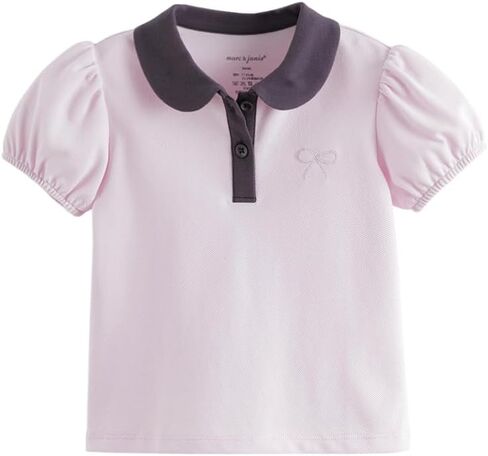 Marc & Janie Girls Cooling Polo Tee Quick-Dry Puff Cleeves & Bow Treasable Summer Top 550788 in Kuwait