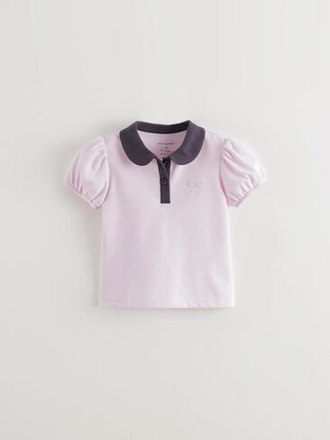 Marc & Janie Girls Cooling Polo Tee Quick-Dry Puff Cleeves & Bow Treasable Summer Top 550788 in Kuwait