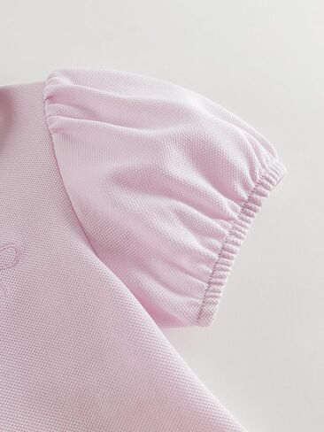 Marc & Janie Girls Cooling Polo Tee Quick-Dry Puff Cleeves & Bow Treasable Summer Top 550788 in Kuwait