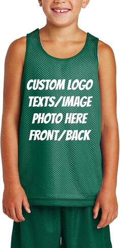 INK STITCH Unisex Youth Yst500 Custom Printing Logo Image Texts Mesh Reversible Tank Tops in Saudi Arabia