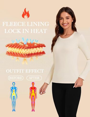 Tournesol Women's Long Sleeve Thermal Shirts Crew Neck Underwear Tops Fleece Lined Undershirt Ultra Soft Baselayer for Winter in Kuwait