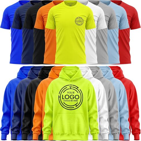 Work Shirts for Men, 5 Pack T-Shirt 1 Hoodie, Hi Vis Custom Workwear Uniforms High Visibilty, Custom Shirts Hoodie Small Business Company Black in Saudi Arabia