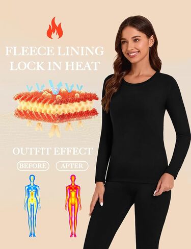 Tournesol Women's Long Sleeve Thermal Shirts Crew Neck Underwear Tops Fleece Lined Undershirt Ultra Soft Baselayer for Winter in Kuwait