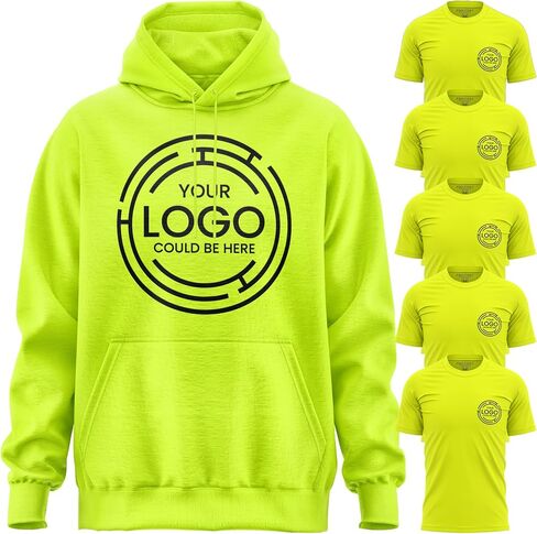 Work Shirts for Men, 5 Pack T-Shirt 1 Hoodie, Hi Vis Custom Workwear Uniforms High Visibilty, Custom Shirts Hoodie Small Business Company Black in Saudi Arabia