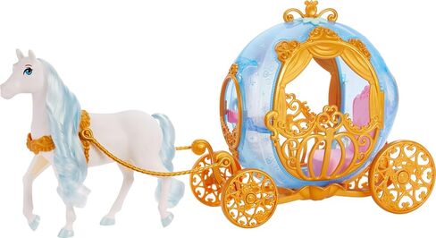 Mattel Disney Princess Cinderella’s Rolling Carriage with Gold Details & White Horse with Brushable Mane & Tail, Inspired Disney Movie in Saudi Arabia