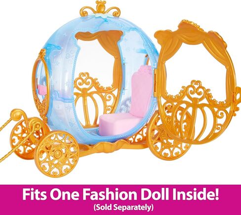 Mattel Disney Princess Cinderella’s Rolling Carriage with Gold Details & White Horse with Brushable Mane & Tail, Inspired Disney Movie in Saudi Arabia