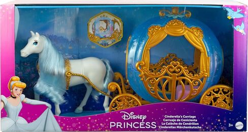 Mattel Disney Princess Cinderella’s Rolling Carriage with Gold Details & White Horse with Brushable Mane & Tail, Inspired Disney Movie in Saudi Arabia