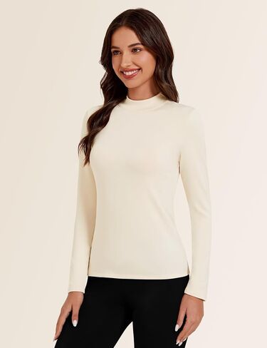 Tournesol Women's 2 Pack Long Sleeve Thermal Tops Mock Neck Underwear Top Cold Weather Warm Fleece Lined Undershirt in Kuwait
