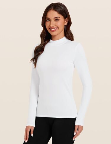 Tournesol Women's 2 Pack Long Sleeve Tops Tops Mock Dock Inteld Weat Top Bold Weather Warm Freece مبطمة مبطنة in Kuwait