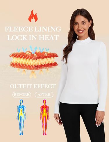 Tournesol Women's 2 Pack Long Sleeve Tops Tops Mock Dock Inteld Weat Top Bold Weather Warm Freece مبطمة مبطنة in Kuwait