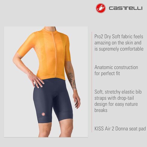 CASTELLI Women’s Prima 2 DT Bibshort, Endurance Shorts for Road & Gravel Biking with Seat Pad & High-Visibility Reflectivity in Saudi Arabia