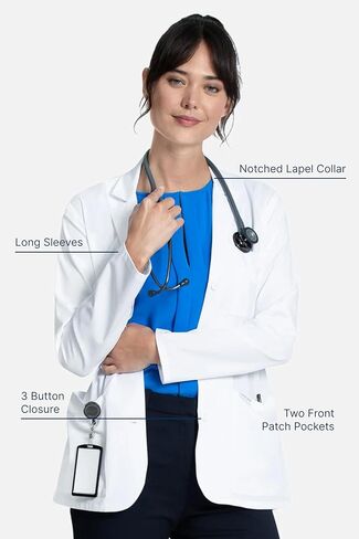 Cherokee Women's Lab Coat 28" Button Up Front Consultation Coat CK451 in Saudi Arabia