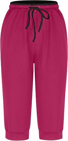 2025 Summer Capris for Women Low Rise Drawstring Capri Pants Casual Lightweight Yoga Workout Pant Knee Length Lounge in Kuwait