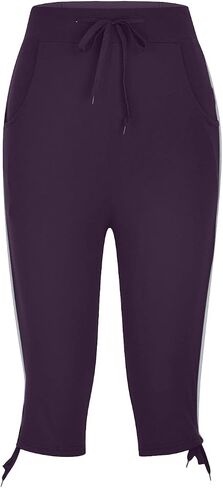 2025 Summer Capris for Women Low Rise Drawstring Capri Pants Casual Lightweight Yoga Workout Pant Knee Length Lounge in Kuwait